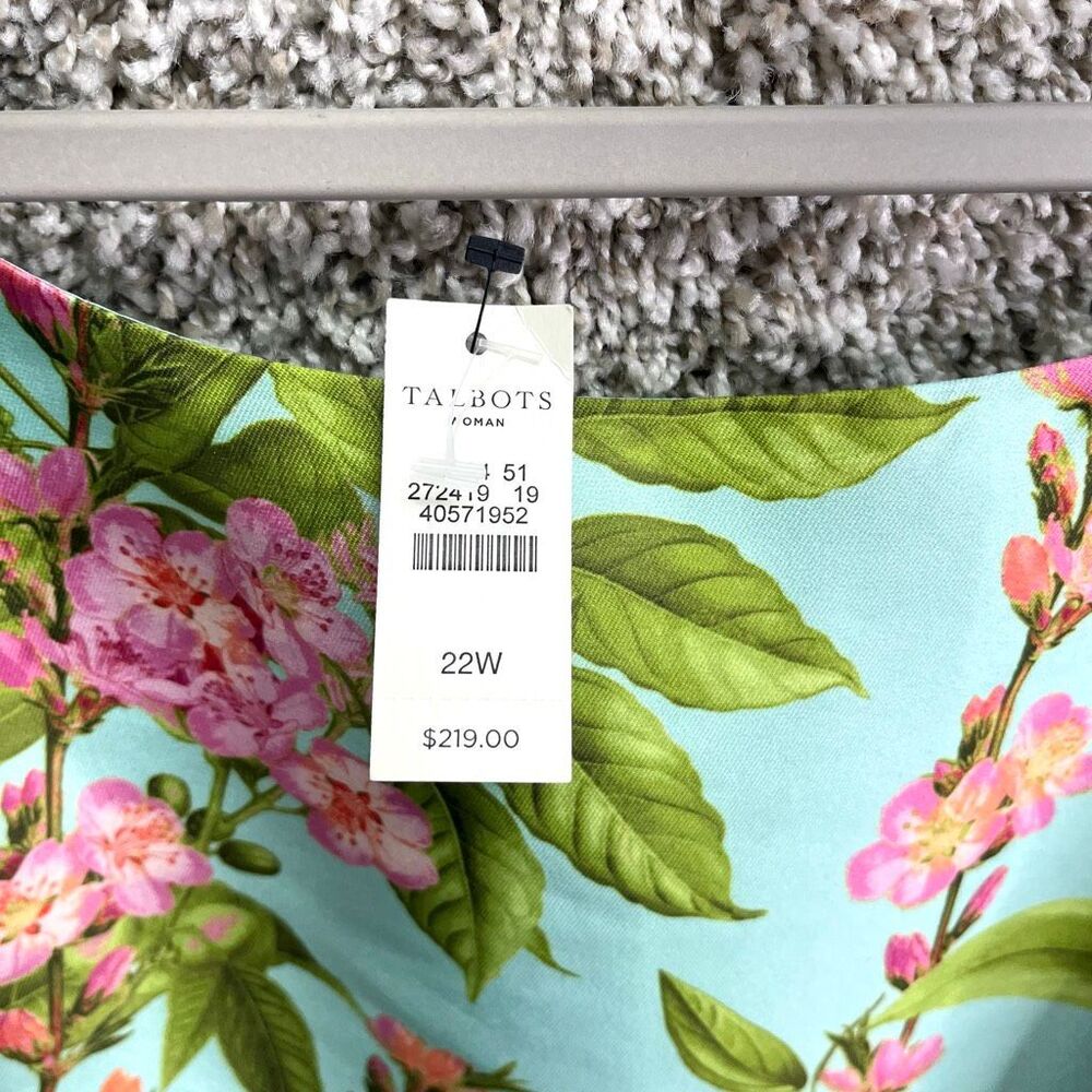 Talbots Dress Women’s 22W Botanical Floral Print Short Cap Sleeve Sheath‎ NWT - Picture 3 of 8